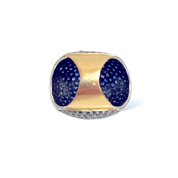 ❤️SOLD❤️BLUE Crystal Cocktail/ Statement Ring |12K Gold Band| - Picture 5 of 13